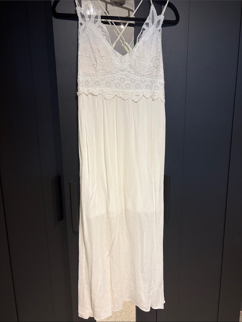 Blue Rain Cream dress with Lace-Trim, medium